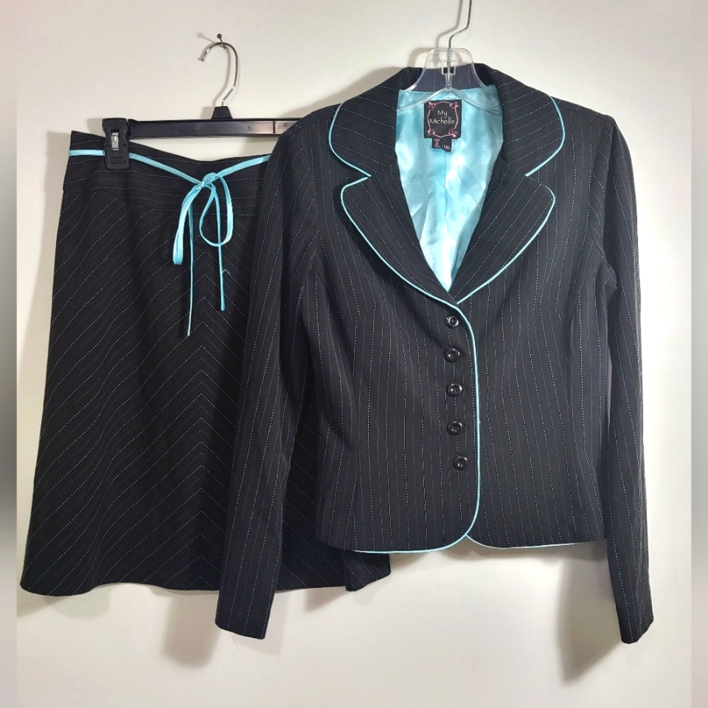My Michelle 2 pc dark blue skirt and jacket suit 9 / 10  #2034
